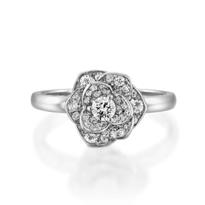 ROF103- Flower  engagement ring with diamonds