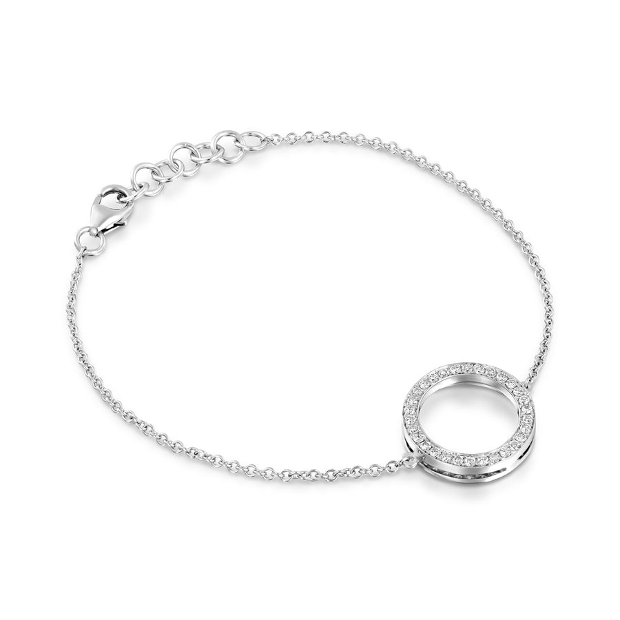 0.38 Cart Diamond chain bracelet with circle pendant - White  gold