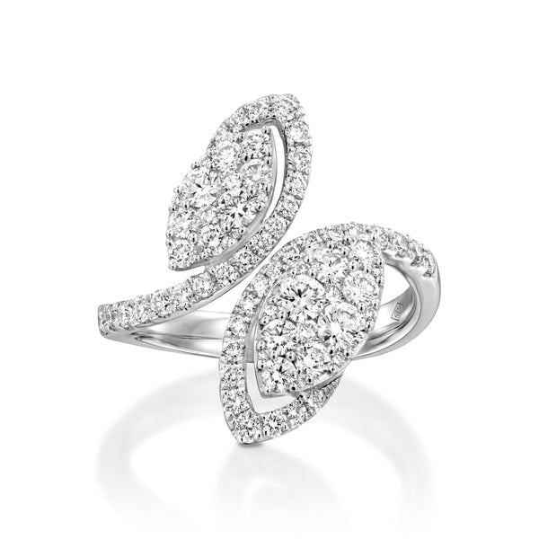 RNR17486-Diamond leaf engagement ring - - Olivacom