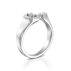 ROLE01-Square Halo Diamond Open Ring  in 18k white gold