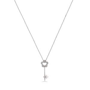 Diamonds key pendant necklace. Key Charm Necklace. 18K gold pave diamond key set 36 round diamond 0.21ct. High quality sparkling Diamonds.