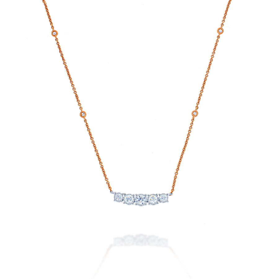 A Gentle and classic necklace! 5 diamonds cups on the stunning pendant, and 4 more on chain.