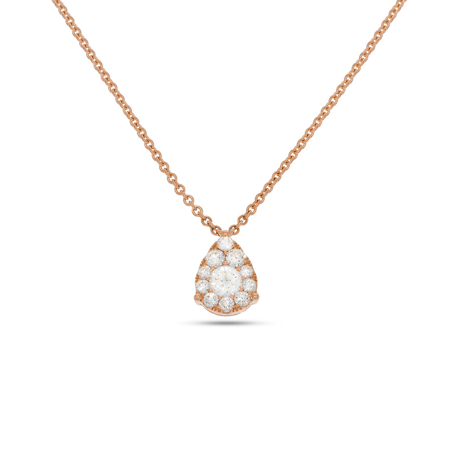 Teardrop Pendant shape diamonds necklace - Pave Diamond Pendant - 0.53 ct - 18k Rose Gold