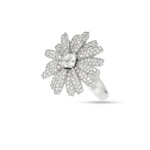 Big Stunning flower shape 1.64 ct. diamonds ring. unique design.