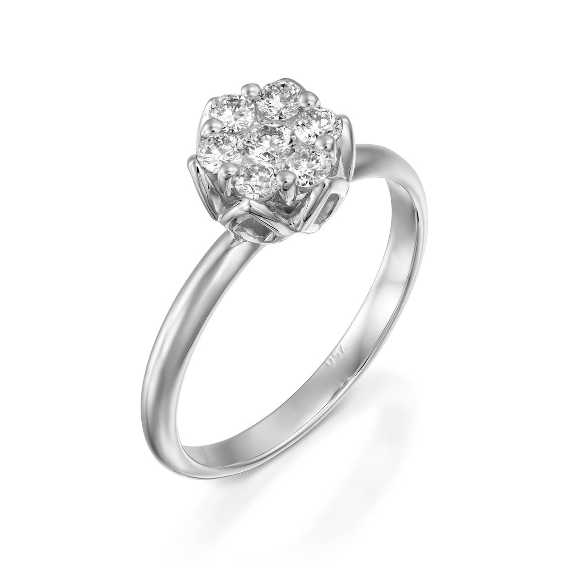 RS744AB-White Gold flower diamonds  engagement ring for women,