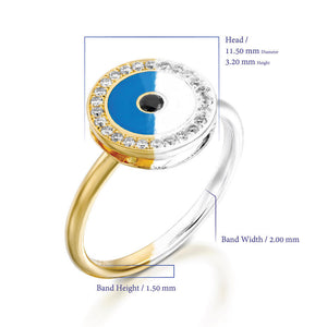 RO9004-Yellow gold Diamond Evil eye ring