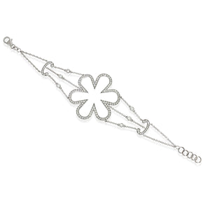 Sophisticated Glamour Bracelet With Daisy Flower Motiv Set With 2.68ct Diamonds - 18k White Gold.