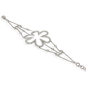 Sophisticated Glamour Bracelet With Daisy Flower Motiv Set With 2.68ct Diamonds - 18k White Gold.