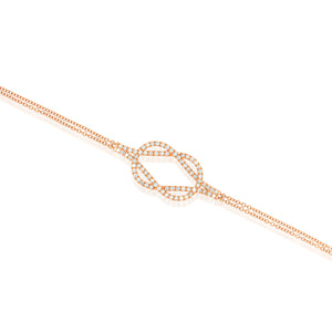 Delicate Diamonds bracelet. 18k Rose Gold adorning the criss-cross diamonds pattern. create a harmonious blend of sparkle and color.