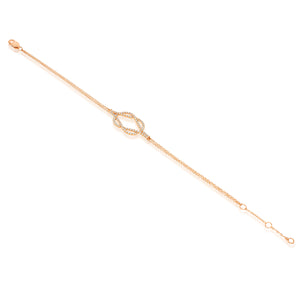 Delicate Diamonds bracelet. 18k Rose Gold adorning the criss-cross diamonds pattern. create a harmonious blend of sparkle and color.