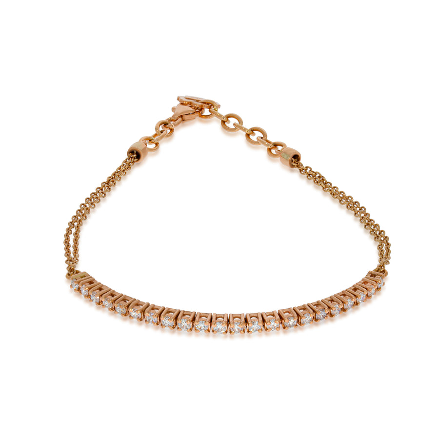 14k Rose gold tennis bracelet with 0.55 carat round diamonds, double chain, delicate magnificent diamond diamond Shower gift bracelet.bracelet.