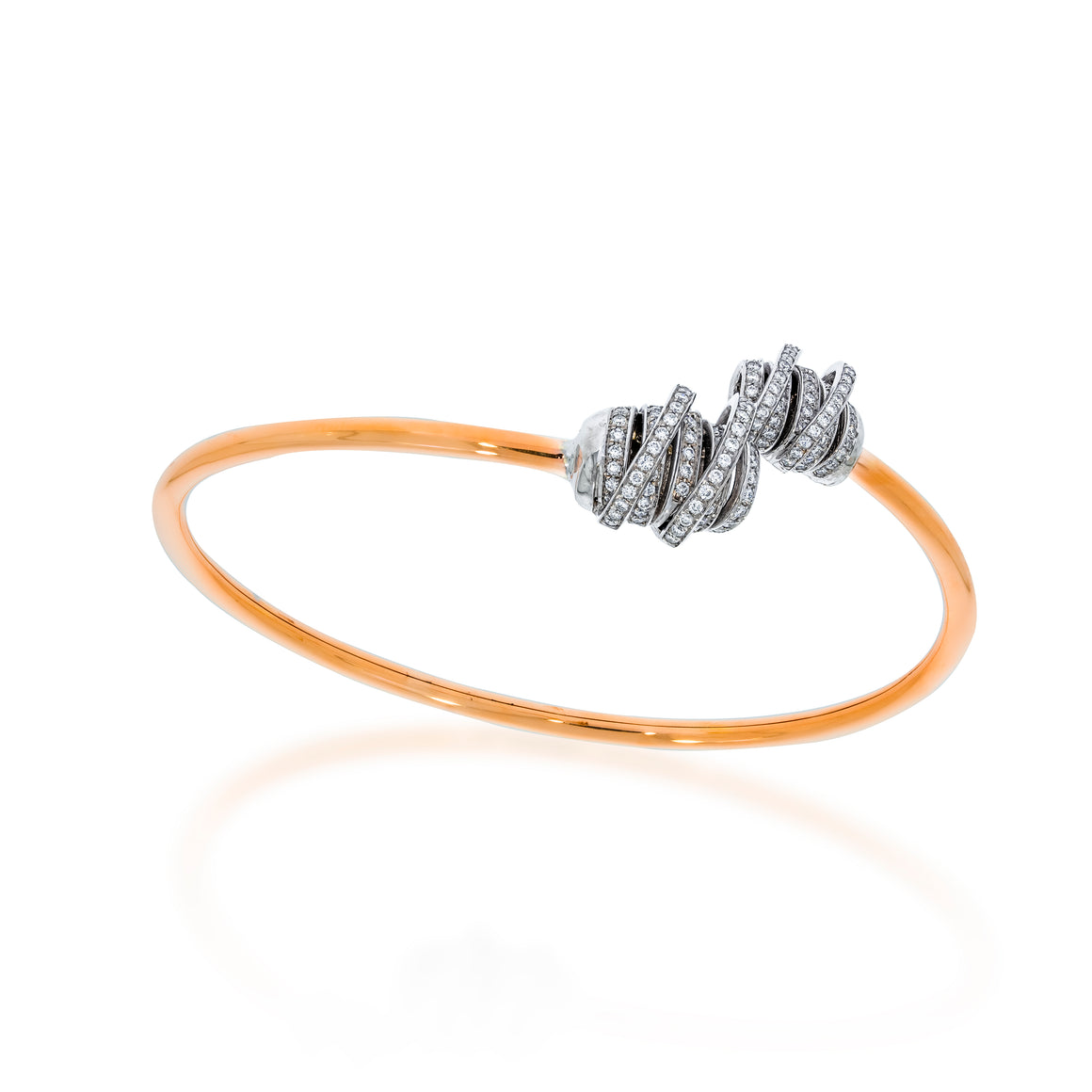 Magnificent design Spiral edges Diamonds Bangle, two color bangle.