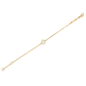 Elegant Bracelet, Mother of pearl Clover bracelet, 18k rose gold, 8.8mm diameter, rose gold balls Surrounding the Mother pearl.