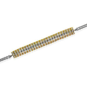 Stunning Three bars Diamonds teniss breselet, each bar made with a different 18k gold color.  extraordinary piece.