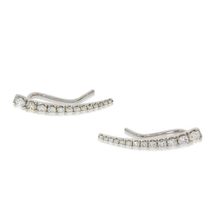 18k white gold Climbing Bar diamonds errings curved to fit your entire earlobe. 0.93 carat round diamonds.