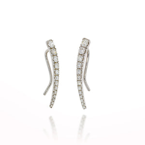 18k white gold Climbing Bar diamonds errings curved to fit your entire earlobe. 0.93 carat round diamonds.