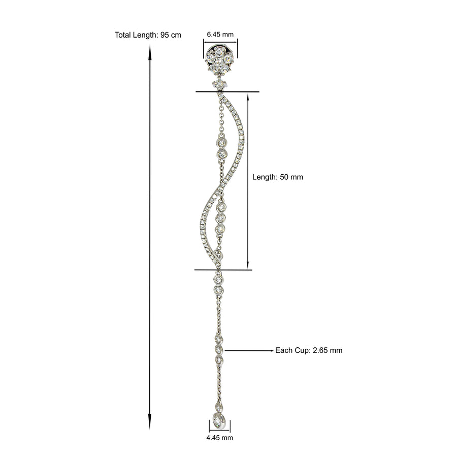 Super long diamonds earrings, 5 Station Drop Earrings, 12 Bezel Set Diamonds cups, a Ballerina sinuous diamond bar and diaomonds flower stud.