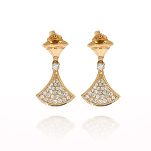 Skirt earrings  14k rose gold set 0.81 carat  round diamonds.  Diva Dream Earrings Bulgari Bvlgari. Feminine Resplendent Diamonds Earrings.