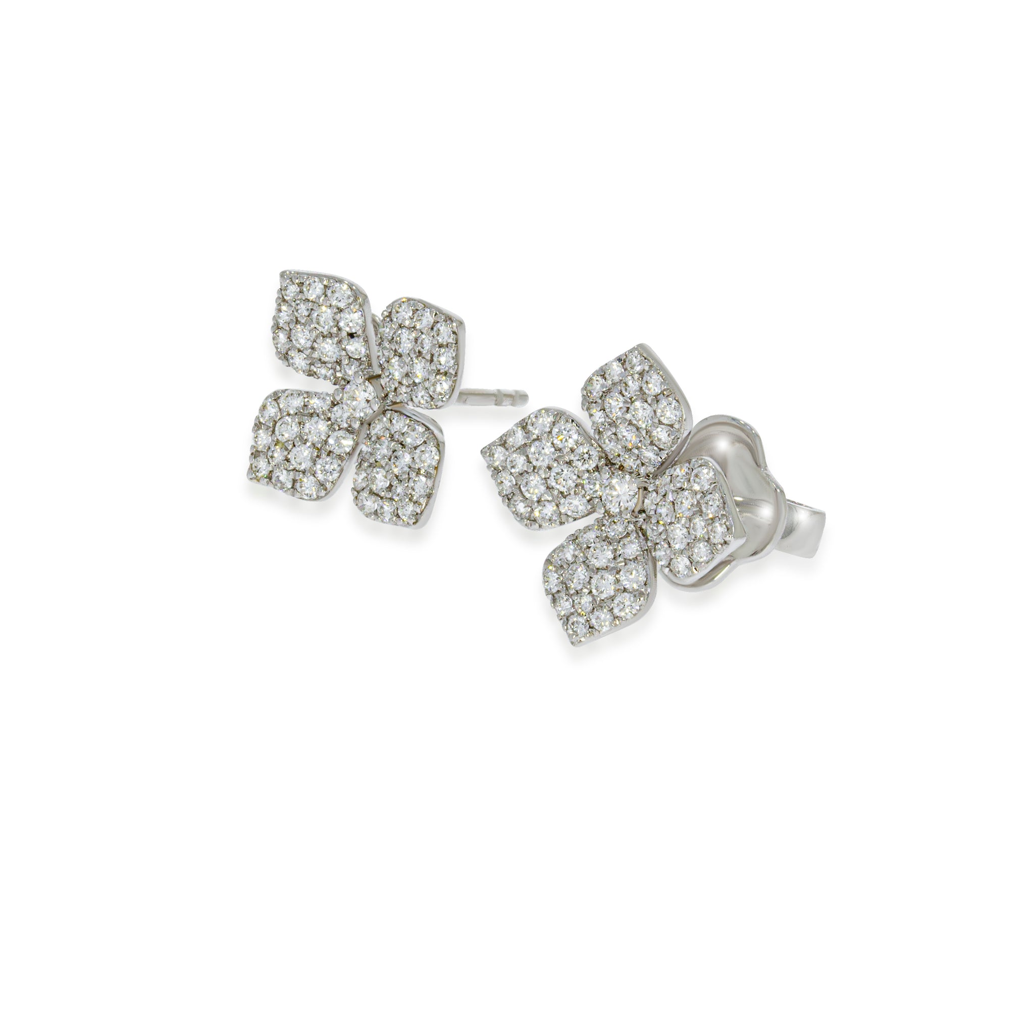 ENH813 Diamond Ear Climber Earrings in 18k White Gold - Olivacom