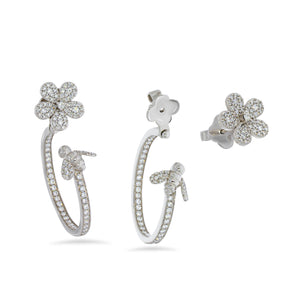 Dangle and Stud diamonds earrings, two ways to wear this inkredible earrings, flower on top and a bee on the edge. wild design.