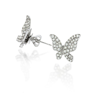 Delicate and dazzling Butterflys Diamonds earings. 18k white gold set with 1.04ct dazzling diamonds. Charm of nature’s elegance.