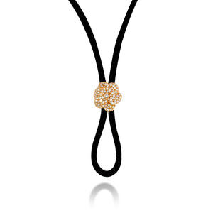 Incredible Rose shape Diamonds pendant Tie 18k red gold set with 0.30 carat. Black wax thread tied with Perfact Pendant.