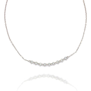 Dainty Bezel set sparkling Diamonds pendant, delicate 18k white gold necklace. perfect for bridal set / anniversary gift.