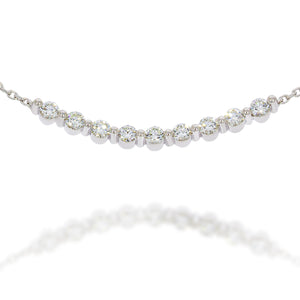 Dainty Bezel set sparkling Diamonds pendant, delicate 18k white gold necklace. perfect for bridal set / anniversary gift.