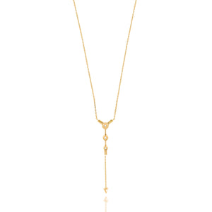 Elongated design 18k rose gold Pendant, trio invisible settings diamonds and pendulum that adds movement, length and attention to the necklace.