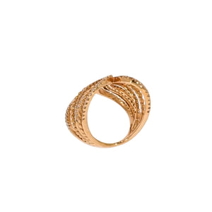 Sophisticated Long Rings-Pave diamonds 34.96mm long. Diamond Cross Over Ring. Multi-Row Ring, Multi pave oval sahpe. multi rose gold coil Ring