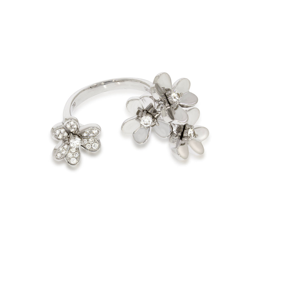 Copy of Open ring, Between the Finger ring, 4 elegance 18k yellow gold clover fatal set with round diamonds creating a bouquet of everlasting charm.