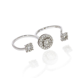 Breathtaking Two Finger Diamond Ring, Double Finger Diamond Ring. Uniqe Design for Engagement / Anniversary Ring.