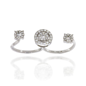 Breathtaking Two Finger Diamond Ring, Double Finger Diamond Ring. Uniqe Design for Engagement / Anniversary Ring.