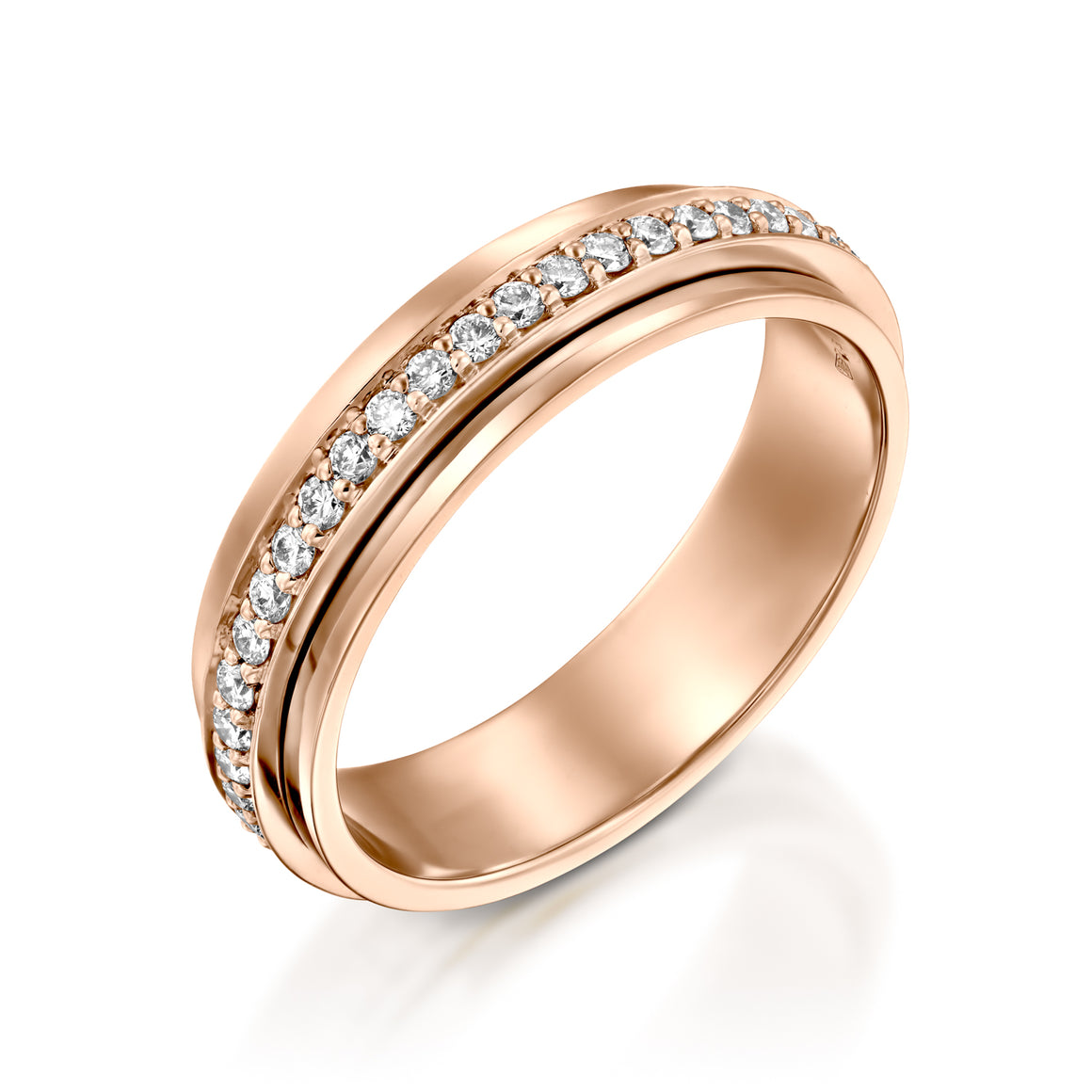 RTUB1339-18k Gold Rose diamond spinner ring for women