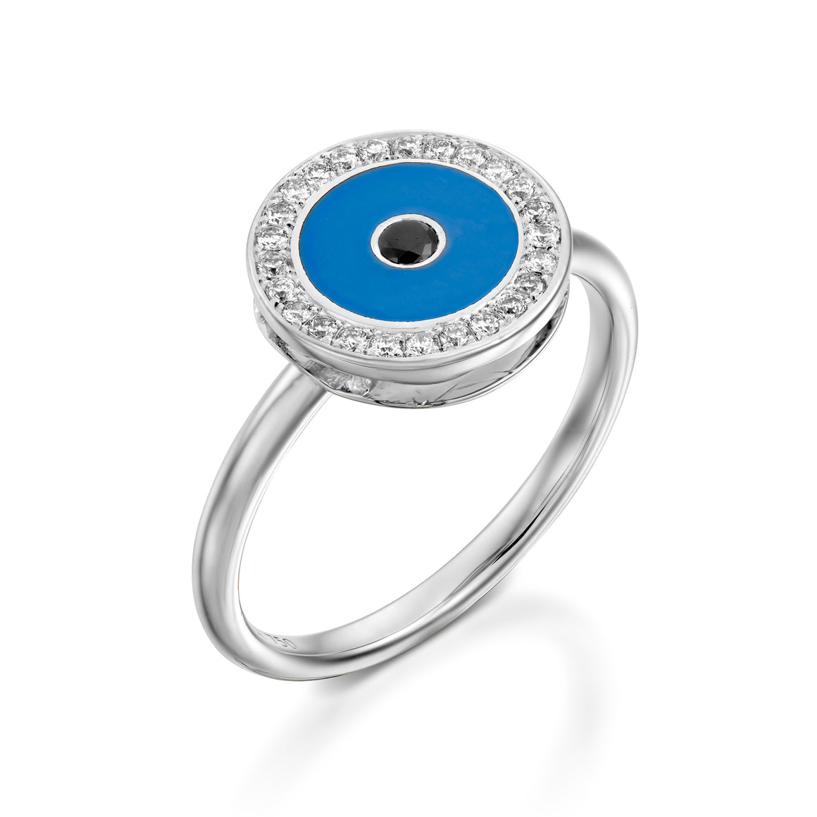 RO9004-18k white  gold Diamond Evil eye ring