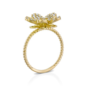 R3855-Yellow gold Blooming Flower Diamond Ring