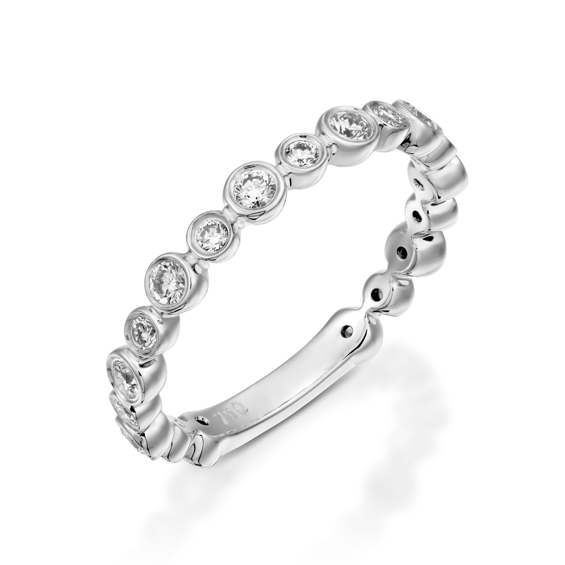 R3859-White gold Eternity Bubble diamond ring bezel ring