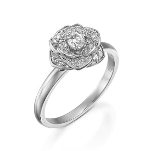 ROF103- Flower  engagement ring with diamonds