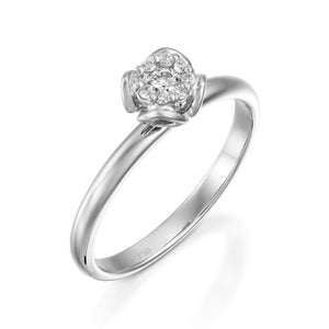 RS744AS 0.12 carat Rose gold flower diamond engagement ring for women ...