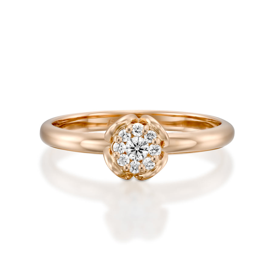RS744AS 0.12 carat Rose gold flower diamond engagement ring for women - Petite Fleur