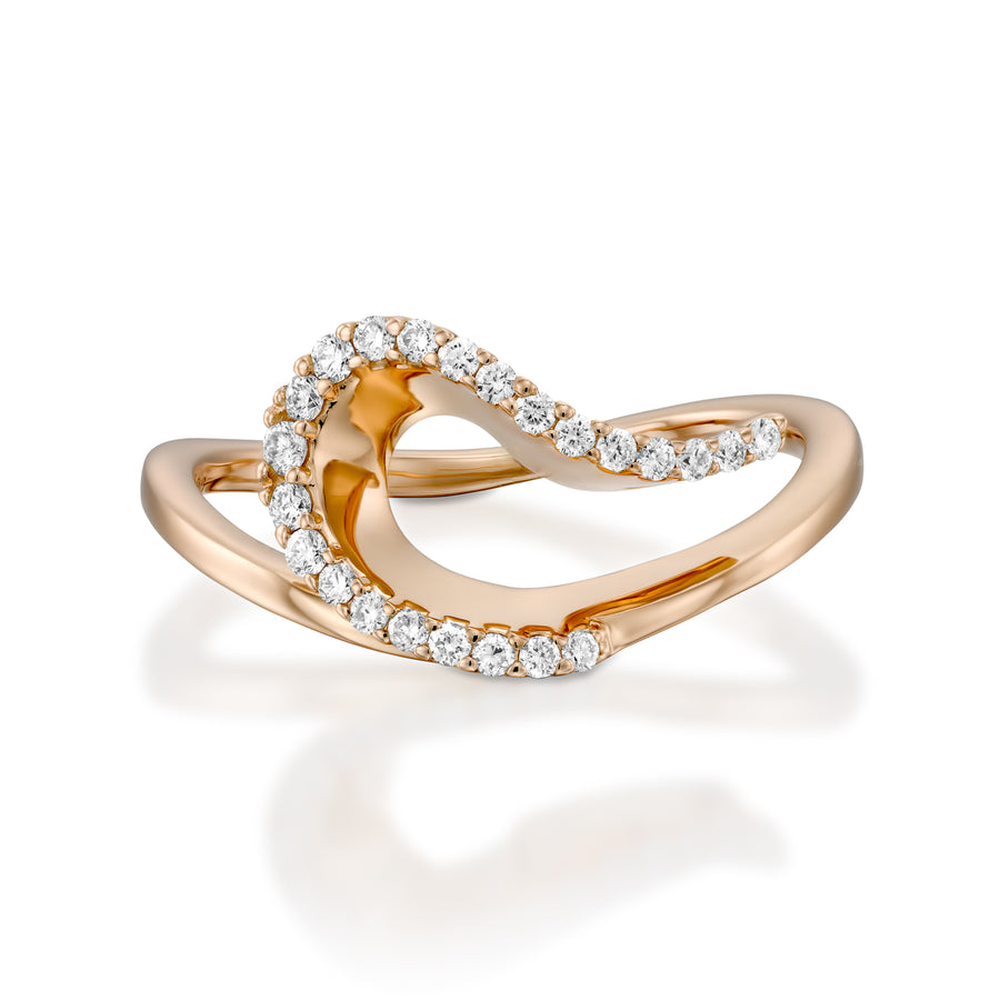 R3423ES-Modern engagement rings - wave shaped diamond ring