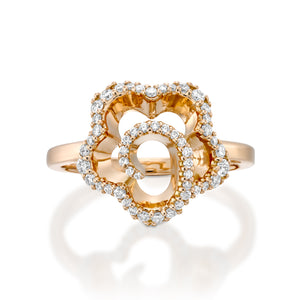 R3420ES-Unique flower engagement ring  18k gold