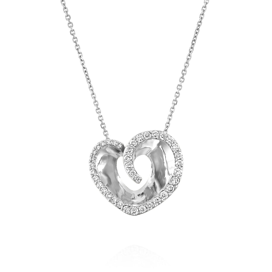 P3421ES-Heart diamond pendant necklace