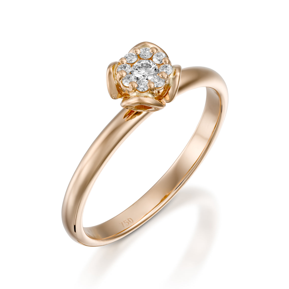 RS744AS 0.12 carat Rose gold flower diamond engagement ring for women - Petite Fleur