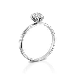 RS744AS-0.12 carat White gold flower diamond engagement ring for women - Petite Fleur