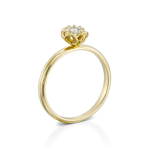 RS744AS-0.12 carat Yellow gold flower diamond engagement ring for women - Petite Fleur