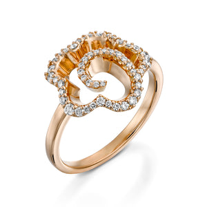 R3420ES-Unique flower engagement ring  18k gold