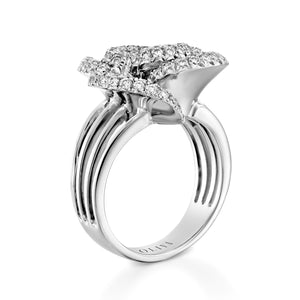 R3590A,White gold Flower diamond ring