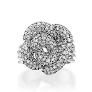 R3590A,White gold Flower diamond ring