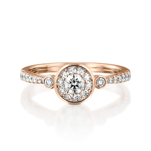RNH564- Engagement Ring -  Halo Ring - 18k Red gold